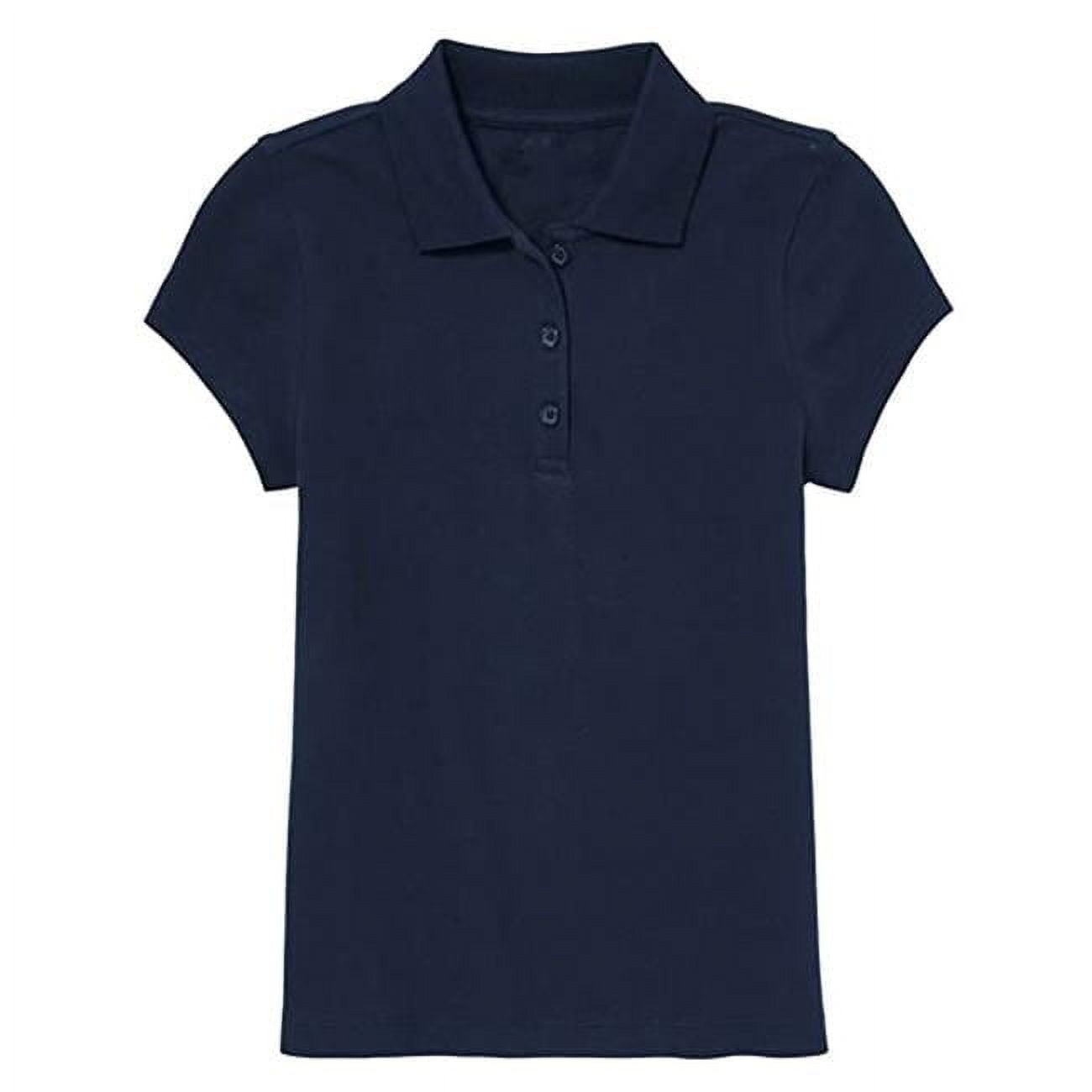36 Pack Girls Short Sleeve Jersey Knit Polo in Navy main image 1