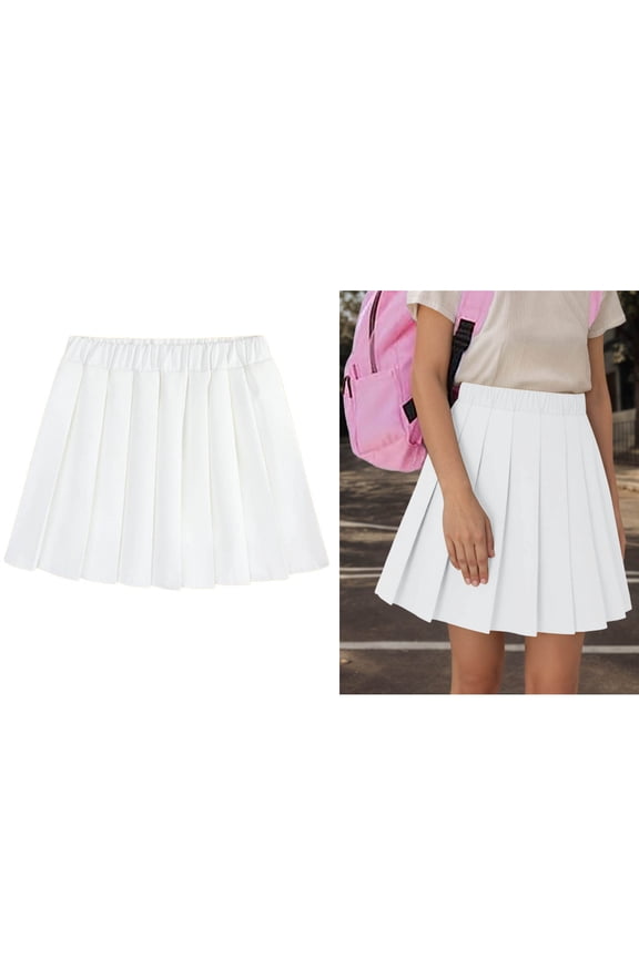 Girls Uniform Skirt A-Line Pleated Skirts with Built-in Shorts Back To School Clothes for Girls Uniform Skorts 9-10 Years
