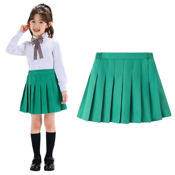Girls Uniform Skirt Adjustable Waist Pleated Skirt with Shorts Back To School Outfits for Girls Clothes 4-5 Years