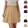 thumbnail image 1 of Girls Uniform Skirt Elastic Waist Pleated Mini Skirt with Shorts Girl School Clothes Khaki Uniform Skirt Size 3-18 Years, 1 of 9