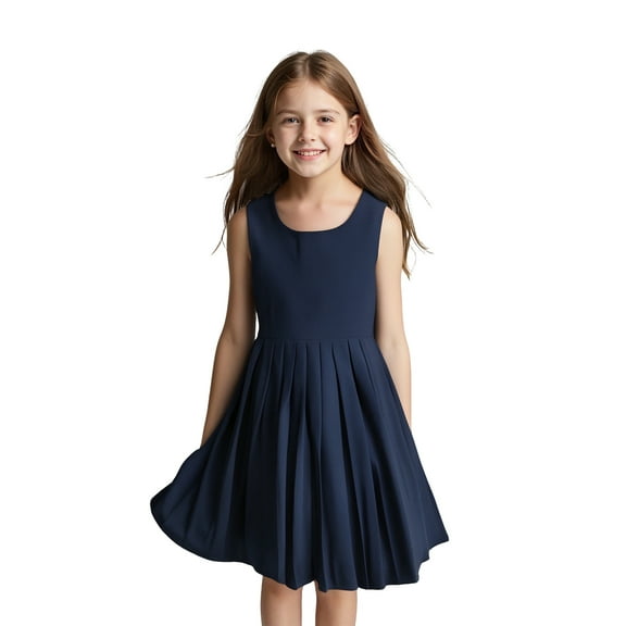 Girls Uniform Skirt Knee Length Sleeveless Navy Uniform Jumper Girl Uniform 9-10 Years
