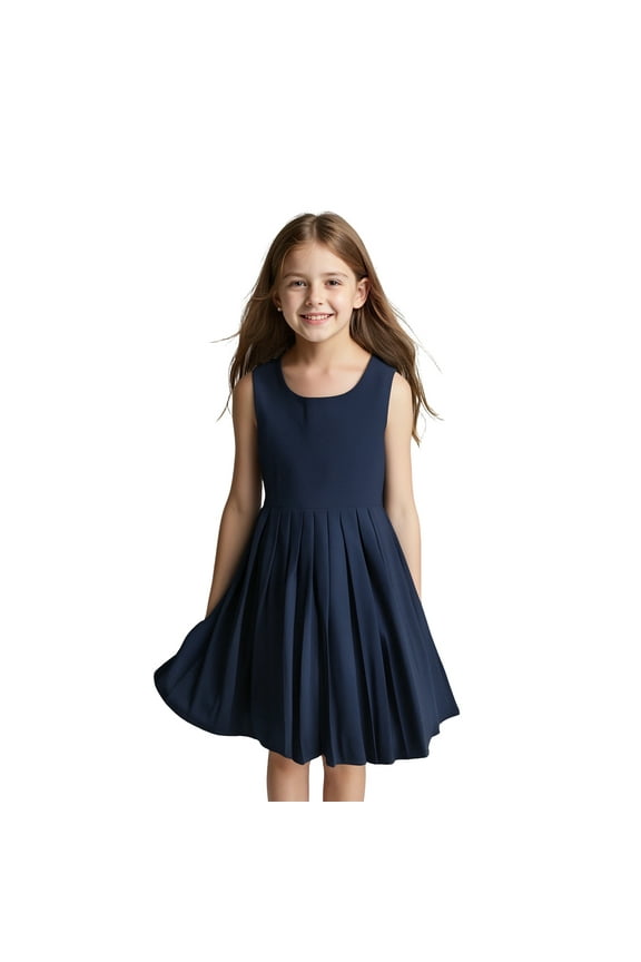 Girls Uniform Skirt Knee Length Sleeveless Navy Uniform Jumper Girl Uniform 9-10 Years