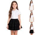 thumbnail image 1 of Girls Uniform Skirts Cake Layered Ruffle Pleated Mini Skirt Elastic Waist A-Line Skort, 1 of 5