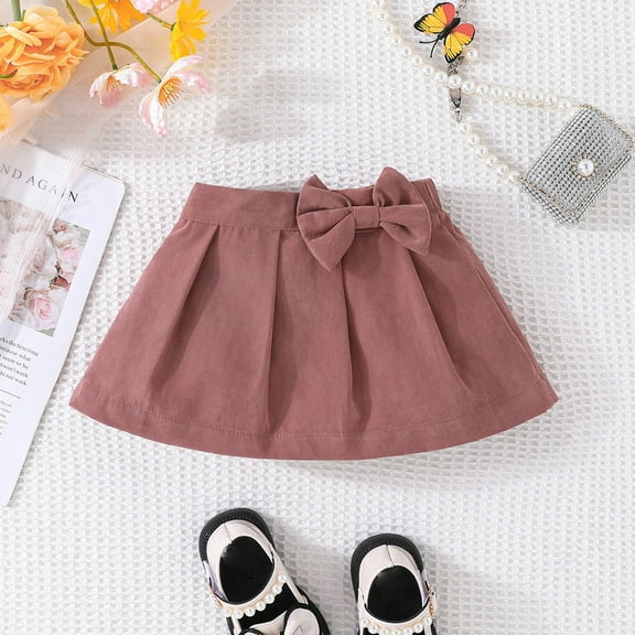 Girls Uniform Skirts For School Toddler Baby Girls Skirts Skorts Elastic High Waist Plain Pleated Skirts for Girls Running Sports Tennis Skater Skirt