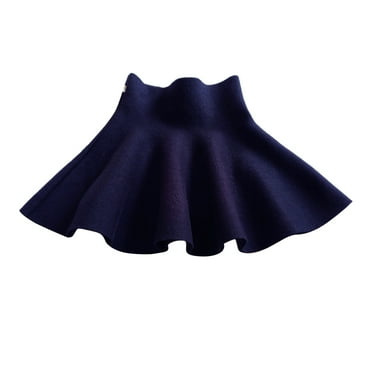 Girls Uniform Skirts High Waist Knitted Flared Pleated A Line Casual Solid Color Above Knee for Short Navy Active Performance Cute Girls Uniform Skort 3 Years-4 Years