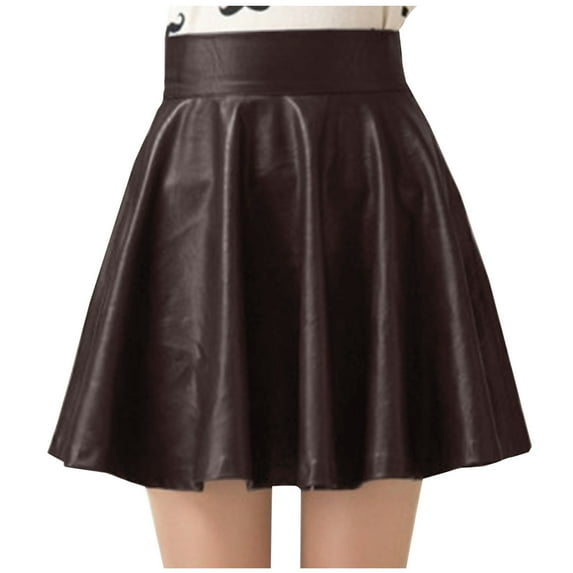 Girls Uniform Skirts Pleated Girls Shiny Skirt, Kids Sparkly Flared Pleated A-Line Mini Skater Skort, Girls Stretchy Dance Skirts Kids Girls A-Line Skirt Coffee 11T