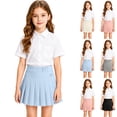 thumbnail image 1 of Girls Uniform Skirts Solid Color Heart Embroidery Pleated Tennis Skirts High Waist Skort, 1 of 5