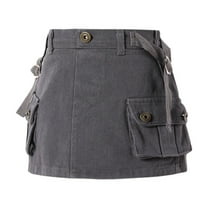 Girls Uniform Skirts Solid School Uniform Skirt Cargo Skirt Low Waist Short Denim Jean Skirt Girls Skirts Grey 18 Months-24 Months