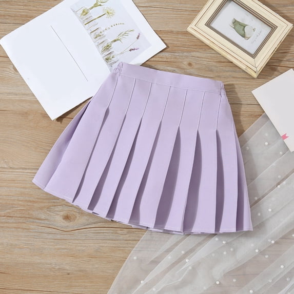 Girls Uniform Skirts with Built-in Shorts & Pockets Pleated Skorts,Cotton Tennis Skorts