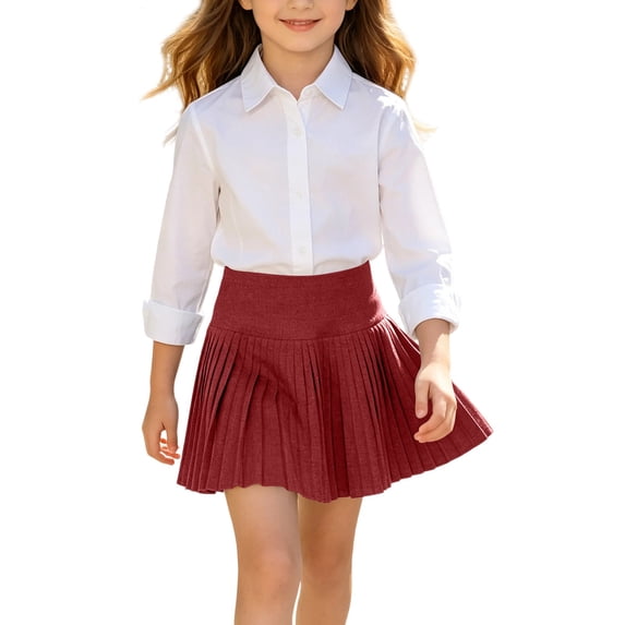 Girls Uniform Skorts, Girls Pleated School Skirt With Built-In Shorts, Soft Lightweight Bottoms, Back To School Wear For Daily Play