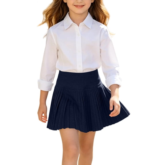 Girls Uniform Skorts, Girls Pleated School Skirt With Built-In Shorts, Soft Lightweight Bottoms, Back To School Wear For Daily Play