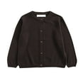 thumbnail image 1 of Girls Uniform Slim Fit Crewneck Cardigan Sweater Coffee 3, 1 of 6