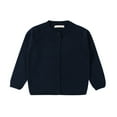 thumbnail image 1 of Girls Uniform Slim Fit Crewneck Cardigan Sweater Navy 12, 1 of 7