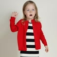 thumbnail image 1 of Girls Uniform Slim Fit Crewneck Cardigan Sweater Red 7, 1 of 8