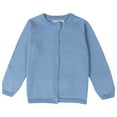 thumbnail image 1 of Girls Uniform Slim Fit Crewneck Cardigan Sweater Sky Blue 7, 1 of 6
