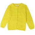 thumbnail image 1 of Girls Uniform Slim Fit Crewneck Cardigan Sweater Yellow 5, 1 of 8