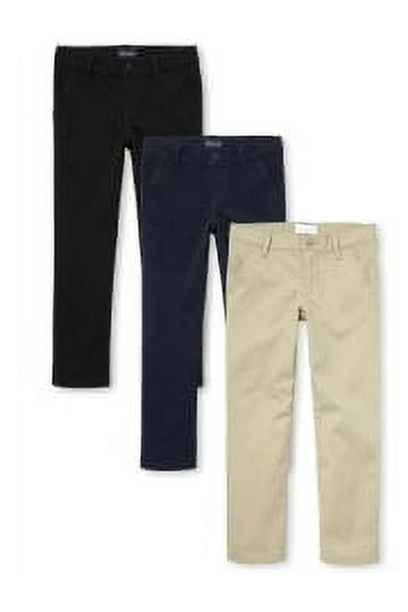 Girls Uniform Slim Skinny Chino Pants 3-Pack - multi clr