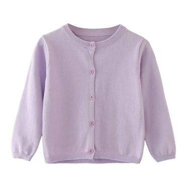 Girls Uniform Sweater Uniform Cardigan Girls Baby Girls Cotton Cardigan Uniform Sweater Long Sleeve Kid Button Knit Sweater Girl Crew Neck Cardigans Orange 6-7 Years