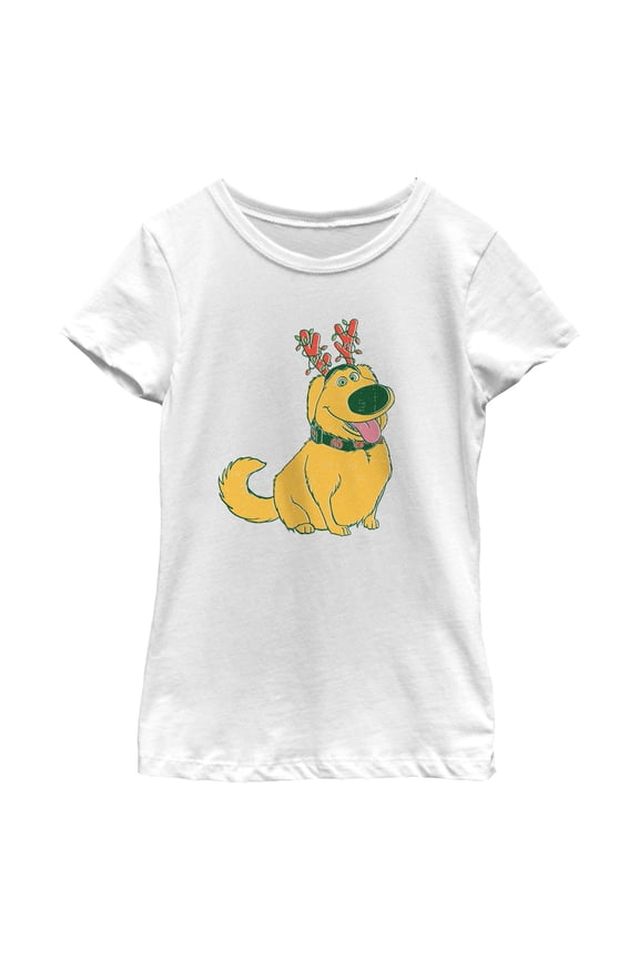 Girls Up Christmas Dug Reindeer Headband T Shirt
