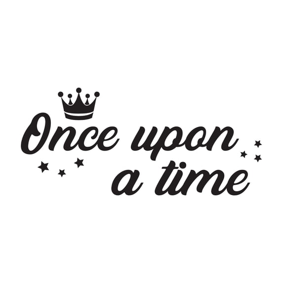 Girls Once Upon A Time Adorable Quote Wall Decal Decoration Cute Little Tiara Girls Quote Princess Crown Girls Room Lasts Years and Easily Removable - Size: 10 In(W) x 4 In(H)