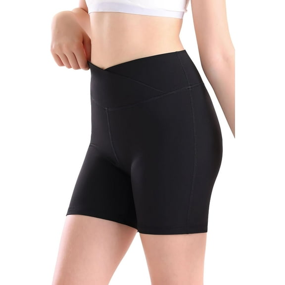 Girls V Cross Waist Athletic Shorts, Kids Soft Bike Volleyball Yoga Dance Running Cheer Gymnastics Gym Workout Shorts