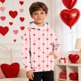 thumbnail image 1 of Girls Valentine Hoodie Hearts Print Soft Stretchy Lightweight Pullover for Kids to Big Kids 4-12 Years,Size 3 T, 1 of 9