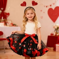 Girls’ Valentine Layered Tutu Skirts – Carnival Party Dance Performance Skirts Kids Dress Up Tutus With Headband