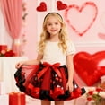 thumbnail image 1 of Girls’ Valentine Layered Tutu Skirts – Carnival Party Dance Performance Skirts Kids Dress Up Tutus With Headband, 1 of 6