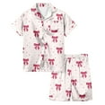thumbnail image 1 of Girls Valentine Pajamas Size 8 Girls' Valentine's Day Printed Pajamas Short Sleeved Button Top Shorts Home Pajamas Set Pink,4-5 Years, 1 of 5