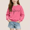 thumbnail image 1 of Girls Valentine Shirt Hot Pink Heart Print Crewneck | Kids Valentine Sweatshirt Long Sleeve | Kids to Youth Valentine's Day Top & Gift,Size 11-12 T, 1 of 6
