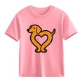 thumbnail image 1 of Girls Valentine Shirt Pink Heart Print Kids Valentine's Day Top | Soft Short Sleeve Crewneck Tee | Cute Kids Little Girls Holiday Outfit,Size 7 T, 1 of 9