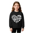 thumbnail image 1 of Girls Valentine Sweatshirt Cotton Fleece Lined Crewneck Hearts Printed Pullover Loose Casual Holiday Tops (11-12 Years, Black), 1 of 6