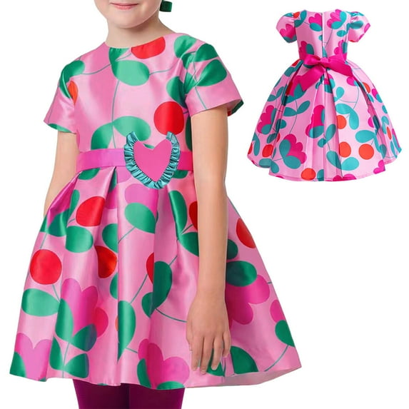 Girls Valentine's Day Costume Love and Heart Short Sleeve Dress,3-9