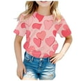 thumbnail image 1 of Girls Valentine's Day Fashion Top Short Sleeves Stylish Printed Tee for Children, 1 of 4