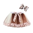 thumbnail image 1 of Girls Valentine's Day Heart Print Tutu Skirt with Bowknot Layered Party Skirt for Toddler Kids Celebration and Play Khaki 6 Years-8 Years, 1 of 4
