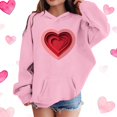 thumbnail image 1 of Girls Valentine's Day Hoodie Pink 3D Heart Graphic Oversized Pullover Sweatshirt for Kids,Size 3-4 T, 1 of 5