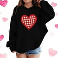 thumbnail image 1 of Girls Valentine's Day Hoodie with Heart Pocket Cute Kids Sweatshirt for Girls Valentine Outfit Black,Size 11-12 T, 1 of 5