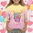 thumbnail image 1 of Girls Valentine's Day Shirt Long Sleeve Pink Ruffle Trim Cotton Top for Kids Kids 4-14 Years Soft Holiday Party Blouse,Size 4 T, 1 of 5