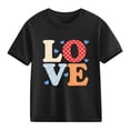 thumbnail image 1 of Girls Valentine's Day T-Shirt Love Graphic Short Sleeve Soft Cotton Tee Top for Kids 4-10 Years Black,Size 3 T, 1 of 9