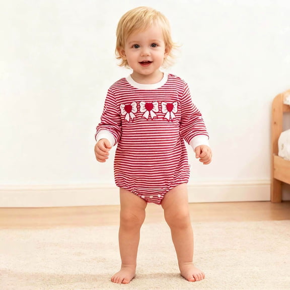 Girls Valentines Day Outfit Long Sleeve Bow Embroidery Romper Bodysuit Cute Baby Girl Outfit Baby Girl 3-6 Months Outfits