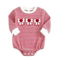 thumbnail image 1 of Girls Valentines Day Outfit Long Sleeve Bow Embroidery Romper Bodysuit Cute Baby Girl Outfit Baby Outfit 3-6 Months, 1 of 6