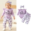 thumbnail image 1 of Girls Valentines Day Outfit Long Sleeve Letter Print Ruffle Romper Bodysuit Pants and Headband Set Cute Girl Outfits for Kids 12-18 Months, 1 of 6