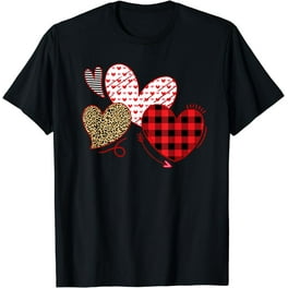 Girls Valentines Day Shirts Hearts Love Leopard Plaid Kids T-Shirt Girls Valentines Day Shirts Hearts Love Leopard Plaid Kids T-Shirt