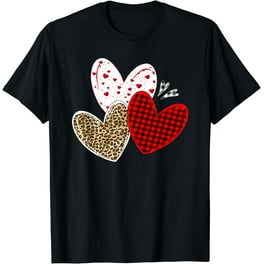 Girls Valentines Day Shirts Hearts Love Leopard Plaid Kids T-Shirt Girls Valentines Day Shirts Hearts Love Leopard Plaid Kids T-Shirt