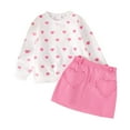 thumbnail image 1 of Girls Valentines Day Trend Heart Print Sweater + Skirt Two Piece Set Clothes, 1 of 9