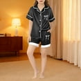 thumbnail image 1 of Girls Valentines Pajamas Kids Satin Pajama Set Silk Pjs Short Sleeve Sleepwear 2 Piece Button Down Pjs Bow Top Shorts Lounge Sets Summer Fall Baby Clothes Birthday Carnival Gifts 3-14Y Black,110=2-3Y, 1 of 4