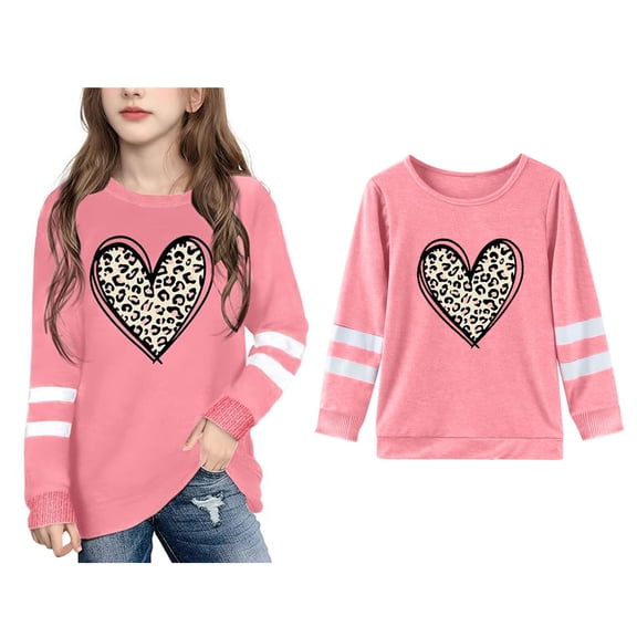 Girls Valentines Shirt Long Sleeve Graphic Tees Crewneck Casual Pullover Top Size 4-5 Years Girls Clothes