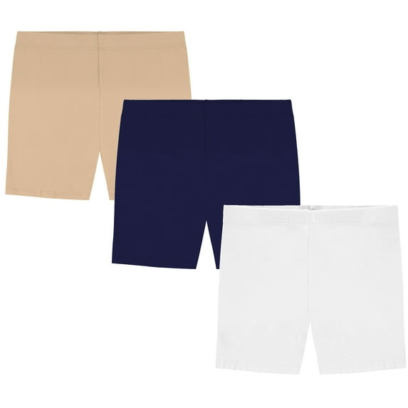 Girls' Value Pack Solid Cotton Bike Shorts (Pack of 3) - Sizes 2-16