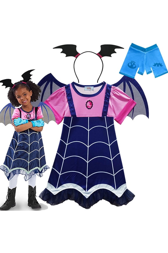 Girls Vampire Costume Dress Pullover Skirt Halloween Dress up Outfit Set
