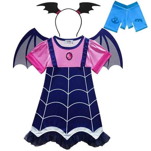 Girls Vampire Costume Dress Pullover Skirt Halloween Dress up Outfit Set